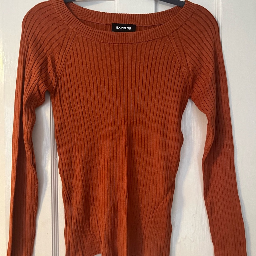 NWT Express Terracotta Ribbed Knit Top, size medium